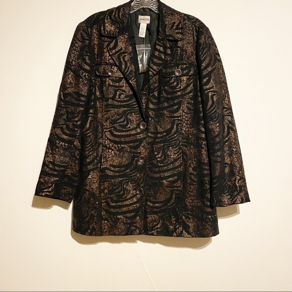 𝅺chicos Womens Button Front Jacket Blazer Size 1 - Picture 1 of 7
